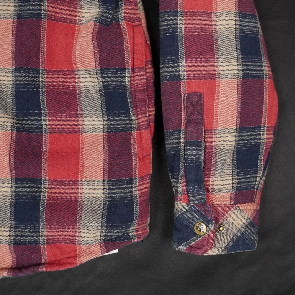 Legendary Whitetails Outfitters Mens M Flannel Hoodie Jacket Snap Red Plaid
